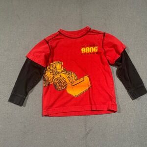 Kids CAT Wheel Loader Long Sleeve Red Black Shirt Size‎ 5/6 Cotton Blend